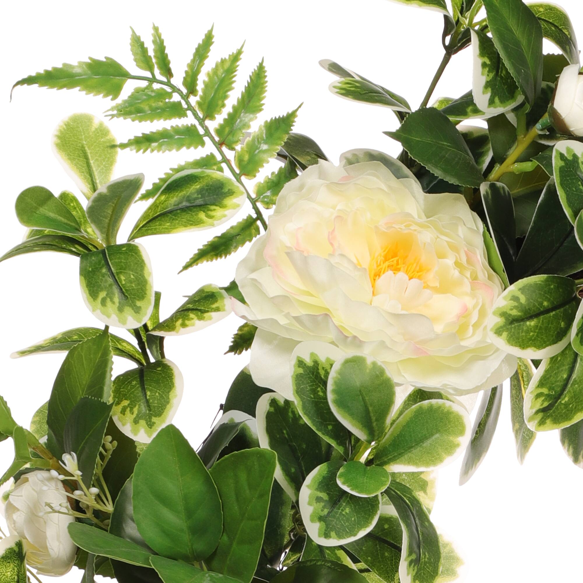 24" Spring Cream Peony & Camellia Wreath